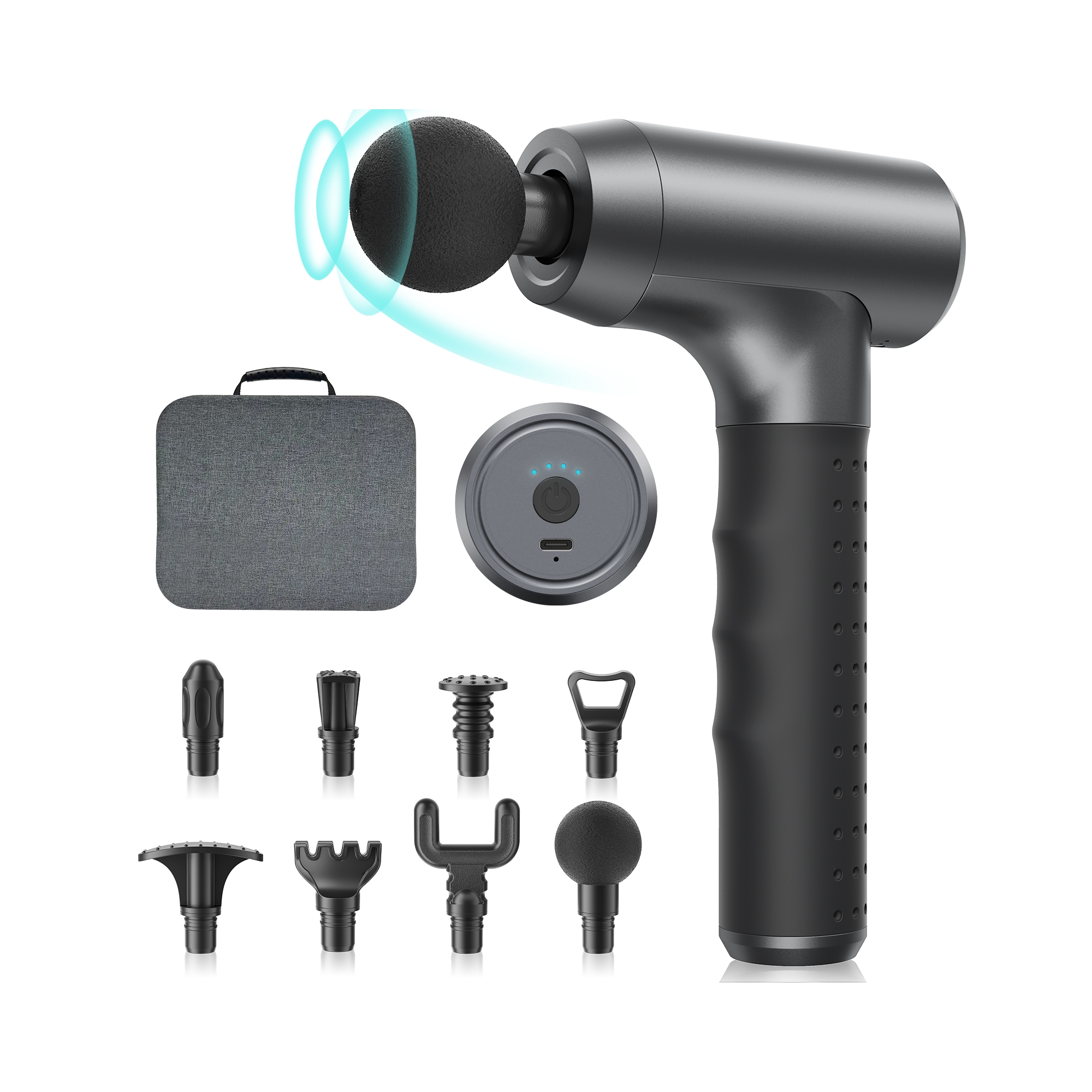 SUGIFT Massage Gun, Handheld Body Massager for Muscle Relief, 3200 RPM, 8 Interchangeable Heads, Quiet Operation