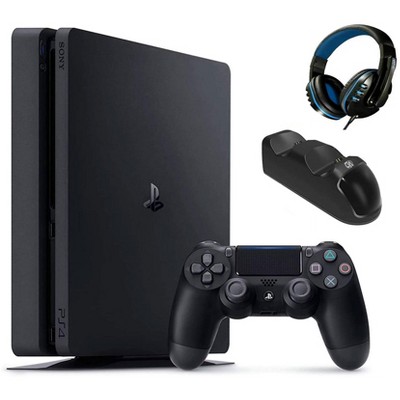 Sony Playstation 4 Slim Gaming Console 1tb Black With Dock Charger