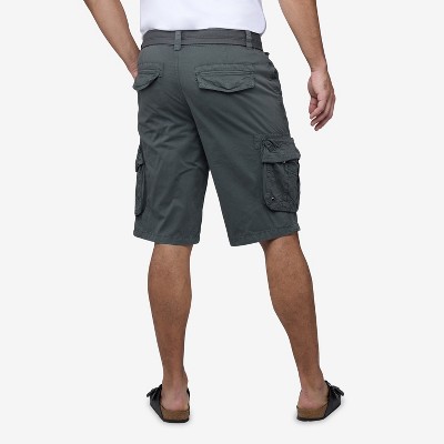 RAW X Men's Belted 12.5"Inseam Plus Size Cargo Shorts,Camo Shorts,Plaid Shorts(Big and Tall)