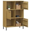 vidaXL Solid Pine Wood Bookcase, Rustic Brown Free-Standing Bookshelf with Metal Legs & 6 Compartments - 3 of 4