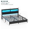 Besiost Bed Frame with Upholstered Storage Headboard, Bedframe with Charging Station and LED Light - 4 of 4