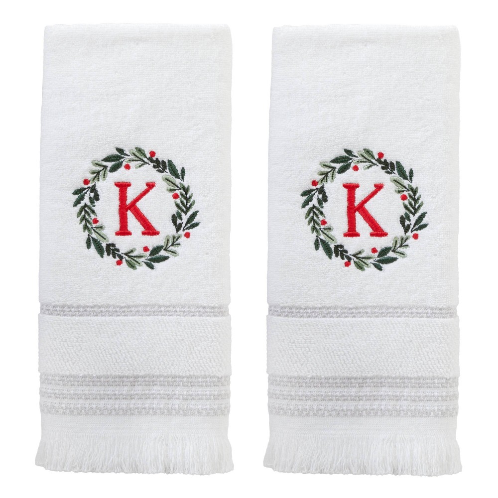 SKL Home 2pk Wreath Monogram Hand Towels "K"