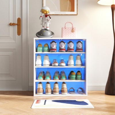 SKRAN Glass Door Shoe Box Storage Cabinet with Multiple shoe boxes- MDF Material