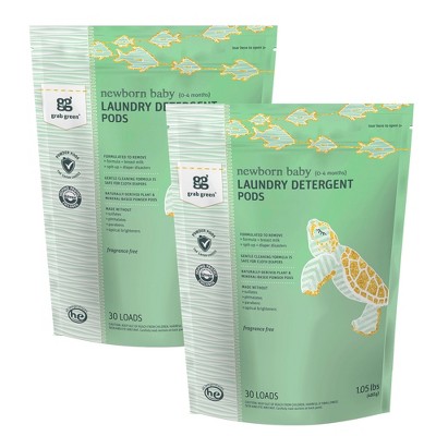 Image of Grab Green Newborn Baby Laundry Detergent Pods, 30 Pods, Fragrance Free Scent