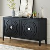 ACEPANO 60 in. W Vintage Sideboard with Circular Groove Design and Round Metal Door Handles-Antique Black - 4 of 4