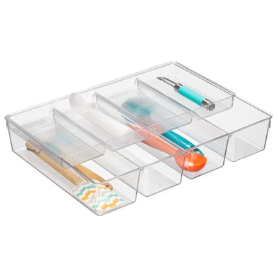 mDesign Plastic Stackable 2-Tier Kitchen Drawer Organizer Tray, 4