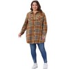 Agnes Orinda Women's Plus Size Flannel Plaid Lapel Long Sleeve Button Down Casual Shacket Shirts with Pocket - 3 of 4