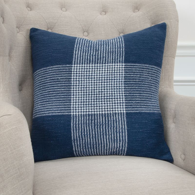 20"x20" Oversize Plaid Poly Filled Square Throw Pillow - Rizzy Home, 5 of 7