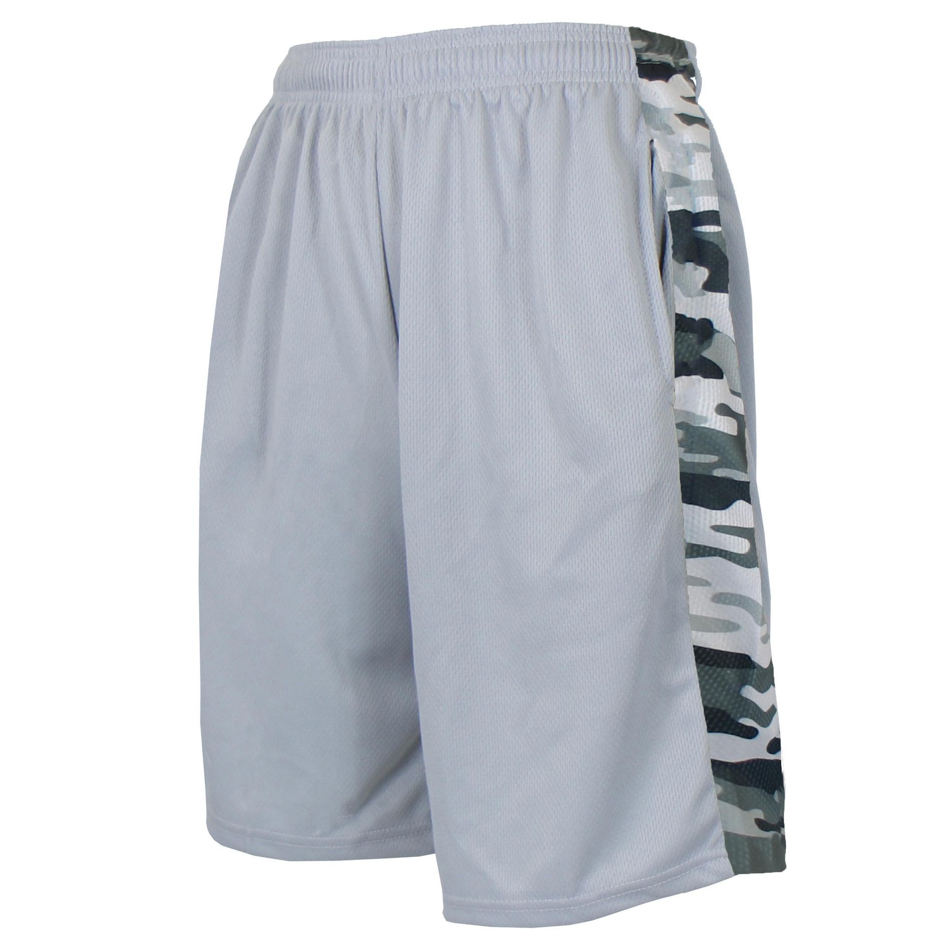 Galaxy By Harvic Men's Moisture Wicking Performance Quick Dry Mesh Shorts With Side Block Design - Silver, XL