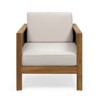 BEAFUP Outdoor Acacia Wood Club Chair with Wicker Accents, Teak Finish + Mixed Brown + Beige, 30.25"D x 27.5"W x 23.75"H - 4 of 4