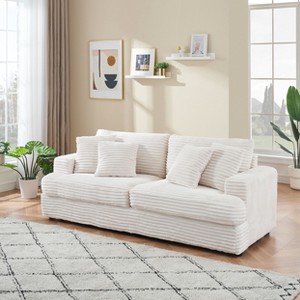 Sapphtopaz Couches for Living Room 3-Seater Sofa Couch Upholstered Sofa Bed with 4 Matching Toss Pillows Sleeper Sofa for Bedroom,Apartment - 1 of 4