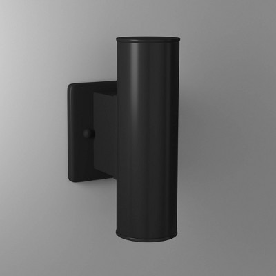 Riga Sleek Matte Black Cylinder Outdoor Wall Light