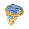 Ross-Simons Italian Tagliamonte Blue Venetian Glass Lion Ring With 1.00 ct. t.w. Swiss Blue Topaz in 18kt Gold Over Sterling - 3 of 4