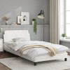 vidaXL White Faux Leather Bed Frame with Headboard 39.4"x79.9" - Single Bed Plywood Slatted Base - 3 of 4