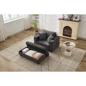 Racxily Chaise Lounge Armchair with Removable Storage Ottoman Accent Sofa Bed Upholstered Sleeper Couch Bed with Pillows - 1 of 4