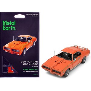 Model Kit 1969 Pontiac GTO Judge Orange with Black Stripes (Moderate Difficulty) Steel Model by Metal Earth - 1 of 4