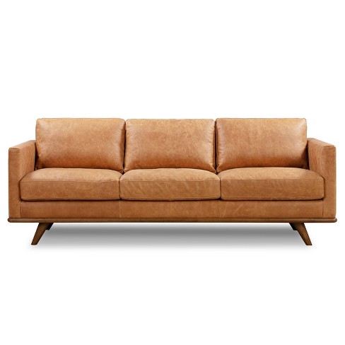 Poly & bark brown deals leather sofa modern