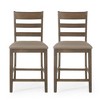Farmhouse Upholstered Wood Counter Stools Set of 2, Ladder Back Design with Durable Rubberwood Frame for Kitchen or Home Bar - 2 of 4