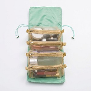 clear hanging travel toiletry bag Alilang Hanging Travel Toiletry Bag with Clear Zipper Compartments and Roll-Up Organizer Design