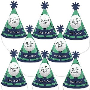 Big Dot of Happiness Par-Tee Time - Golf - Mini Cone Birthday or Retirement Party Hats - Small Little Party Hats - Set of 8 - 1 of 4