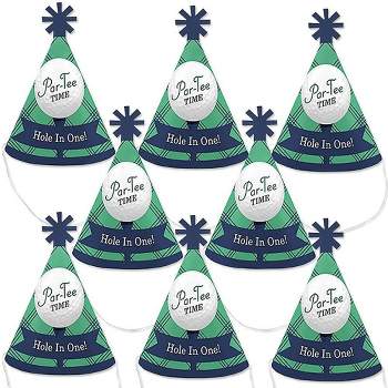 Big Dot of Happiness Par-Tee Time - Golf - Mini Cone Birthday or Retirement Party Hats - Small Little Party Hats - Set of 8