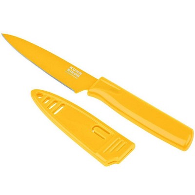 Kuhn Rikon Colori Non-stick Straight Paring Knife With Safety Sheath, 4  Inch, Gray : Target