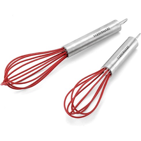 Farberware Professional Silicone Mini Whisks, Set of 2, Red