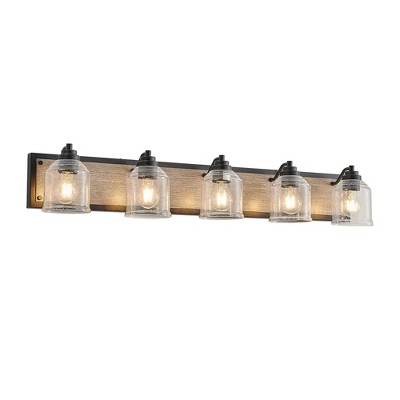 XINGHANZHENXUAN 23-in Wall Sconce with Glass Shades, Modern Industrial Wall Lamp for Bathroom, Powder Room, Hallway (Bulbs Not Included)
