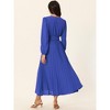 Seta T Women's Long Lantern Sleeve Wrap V Neck Flowy Ruffle Pleated Maxi Dresses - 4 of 4
