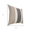20" X 20" Rust And Gray Linen Striped Zippered Pillow - 3 of 4