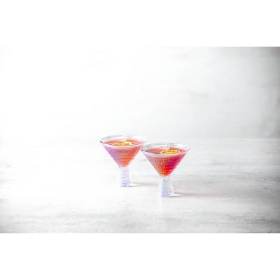 Iridescent Beaded Glass 11.5oz Martini Glass Set of 4