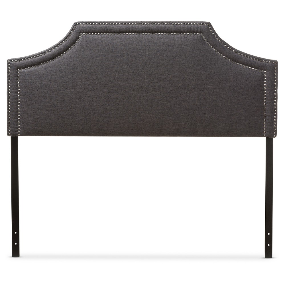 Photos - Bed Frame King Avignon Modern Fabric Upholstered Headboard Dark Gray - Baxton Studio