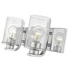 Beckett 2-Light Vanity Light - Dimmable Steel Fixture with Clear Seedy Glass Shades - 3 of 4