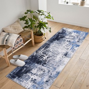 Boho Area Rug 2' x 6' Gray, Washable Bedroom Rug with Non-Slip Backing, Low Pile Floral Carpet Runner for Bedroom, Entryway, Living Room Decor - 1 of 4