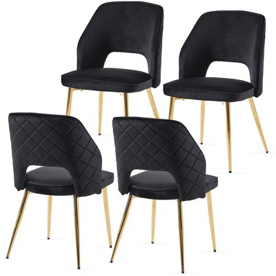 NicBex Dining Chair Set of 4 Modern Velvet Fabric Kitchen Chairs with Curved Backrest for Dining Room