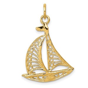 Black Bow Jewelry 14k Yellow Gold Cutout Sailboat Pendant - 1 of 4