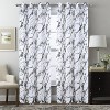 RT Designers Collection Marble Grommet Metallic Sheer Printed Doily Curtain Panel Pair 36" x 84" Black - 2 of 4