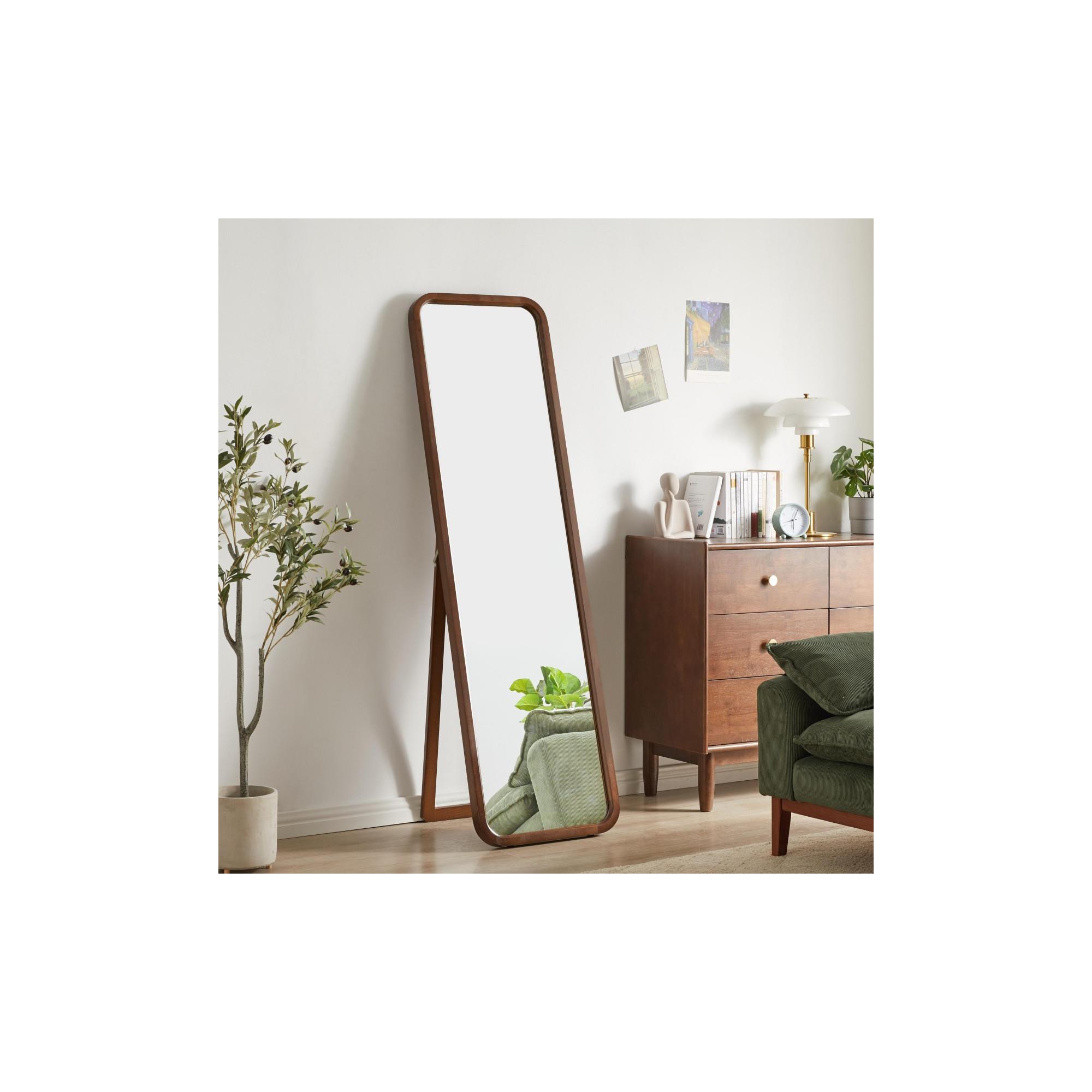 Modern Full Length Floor Mirror, Walnut Freestanding Large Body Mirror with Stand for Bedroom, Living Room, Dressing Room or Entryway-Panipeachy