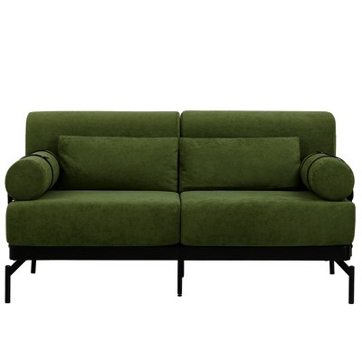 Airsurfer Modern 59" Loveseat Sofa Couch, 2-Seater with USB Ports and Unique Cylindrical Armrests, Comfortable Fabric Sofa for Living Room
