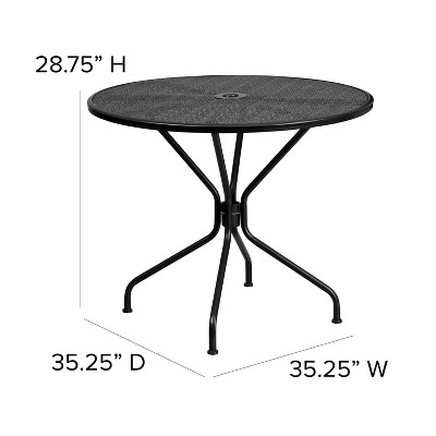 35.25" Black Steel Round Patio Table Set with 4 Chairs
