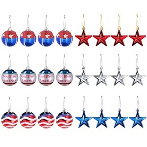 iMountek"24Pcs Patriotic Hanging Ornaments Set - Ball & Star Decor for 4th of July, Christmas, Party Decor"Multicolor - 1 of 4