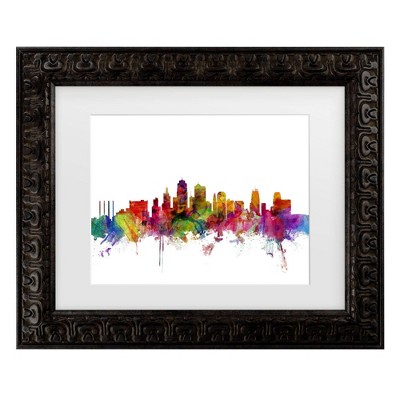 Trademark Fine Art Michael Tompsett Kansas City Skyline Matted Framed Art