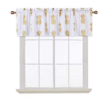 Pineapple Print Short Kitchen Valance Curtains for Small Windows