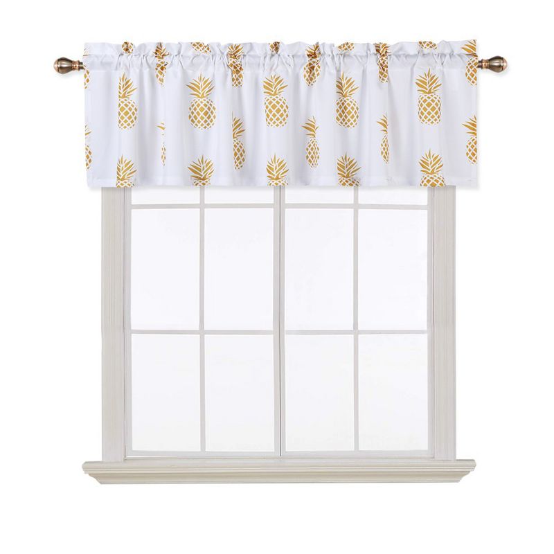 Pineapple Print Short Kitchen Valance Curtains for Small Windows, 1 of 6