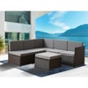 4 Pieces Wide Outdoor Rattan Sectional Sofa with Cushions - Small Patio Wicker Furniture,PE Rattan Sectional Sofa Set with,Tempered Glass Desktop - 2 of 4