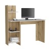 Vynxaria Modern Writing Desk - Four Shelves, White/Pine Finish, 47"W x 17.7"D - 3 of 4