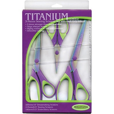 Sullivans Titanium Scissors 3/Pkg-Purple/Green