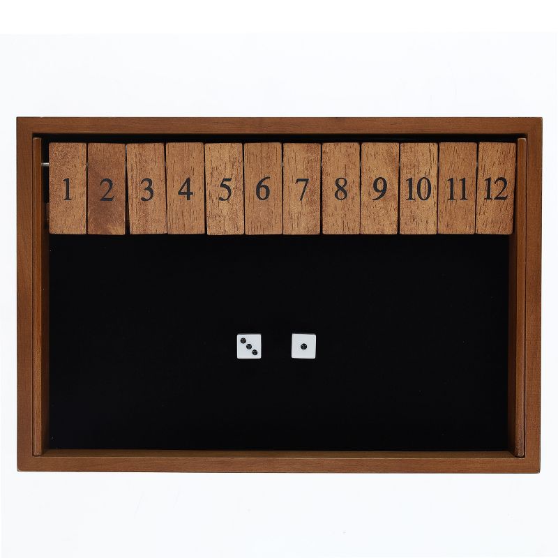 WE Games 12 Number Shut the Box Board Game, Walnut Stained Wood, 13.5 in., 5 of 10