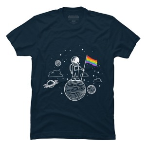 Adult Design By Humans Astronaut Rainbow Flag Space Pride By Avocato T-Shirt - 1 of 2