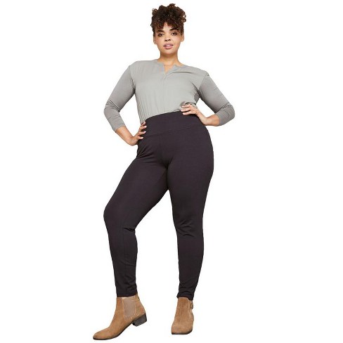 Dressbarn Roz & Ali Women's Plus Size Tummy Control Leggings - Black, 1X